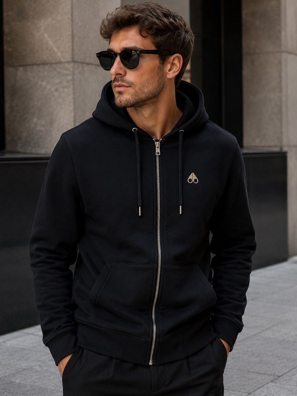 Moose Knuckles Black Full-Zip Hoodie Sweatshirt – Size M